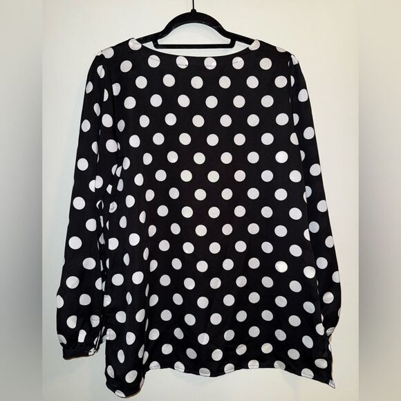 Ann Taylor Chic Black and White Polka Dot Blouse Size Small - Picture 1 of 8